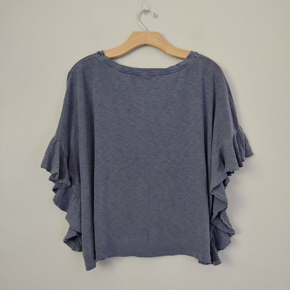 Sundry Ruffle Sleeve Tee Boxy Short Sleeve Top Pima Cotton Size Large - Picture 11 of 15